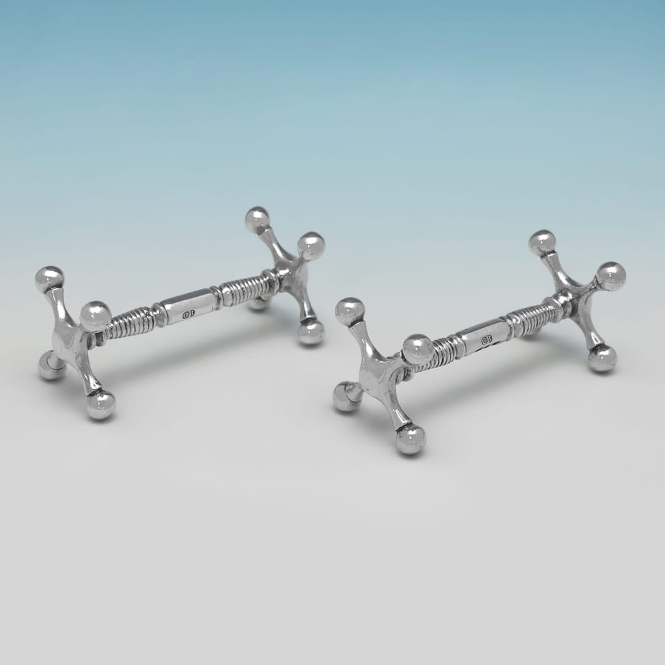 Antique Sterling Silver Pair of Knife Rests - Charles Boyton, hallmarked in 1895 London - Victorian