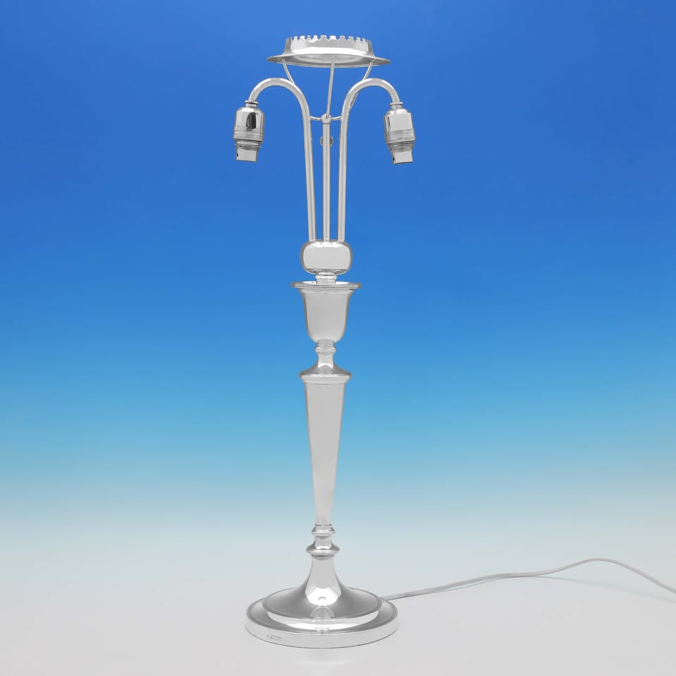 Antique Sterling Silver Electric Floor Lamp - Hawksworth Eyres & Co., hallmarked in 1899 Sheffield - Victorian