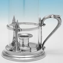 Antique Sterling Silver & Glass Hurricane Lamp - John Round & Son Ltd., hallmarked in 1889 London - Victorian - Thumbnail 2