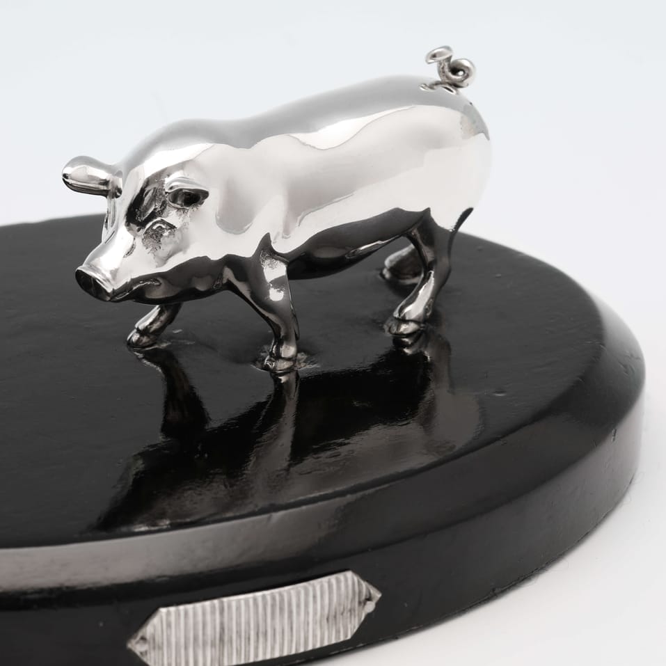 Antique Sterling Silver Pig and Trough Match Strike - Joseph Braham, hallmarked in 1885 London - Victorian - Image 3