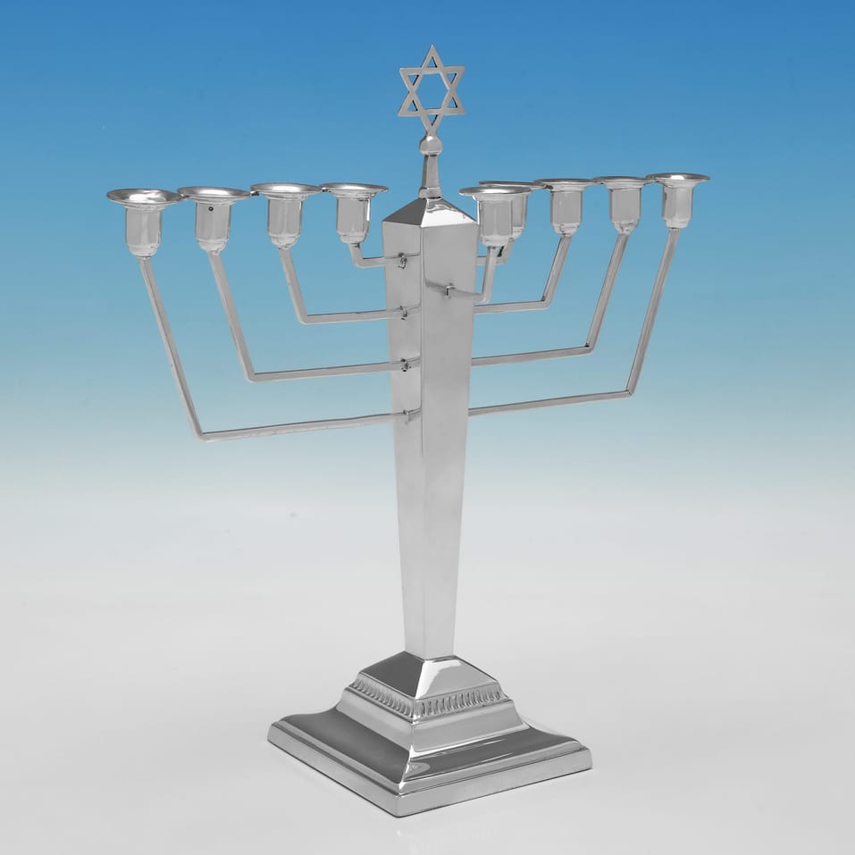 Sterling Silver Menorah - Britton, Gould & Co., hallmarked in 1939 Birmingham - George VI - Image 1