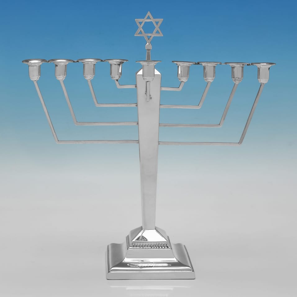 Sterling Silver Menorah - Britton, Gould & Co., hallmarked in 1939 Birmingham - George VI - Image 2