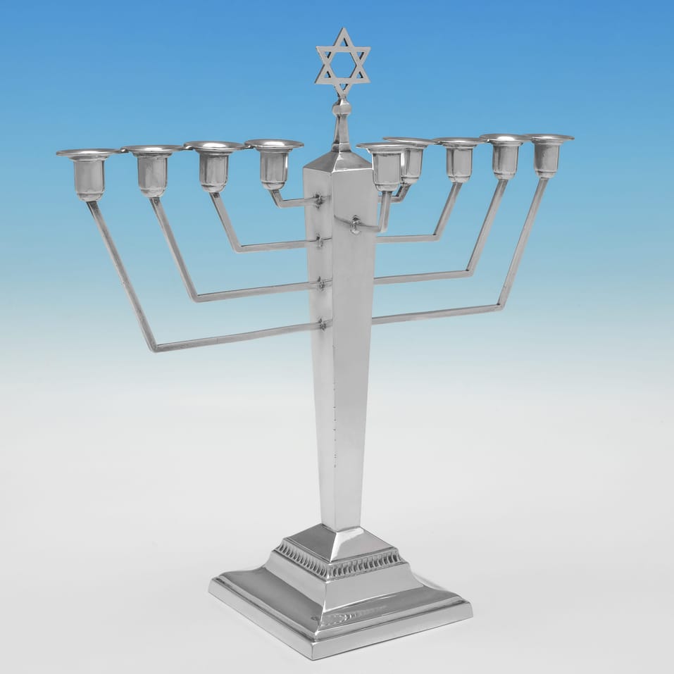 Sterling Silver Menorah - Britton, Gould & Co., hallmarked in 1938 Birmingham - George VI