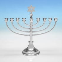 Sterling Silver Menorah - Viner's Ltd., hallmarked in 1954 Sheffield - Elizabeth II - Thumbnail 1