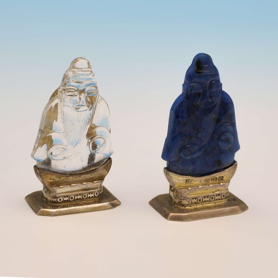 Sterling Silver Set of Four 'Buddha' Menu Holders - Cohen & Charles, hallmarked in 1929 London - George V - Image 3