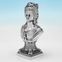 Antique Sterling Silver Bust of Marie Antoinette - hallmarked in 1902 London - Edwardian - Thumbnail 1