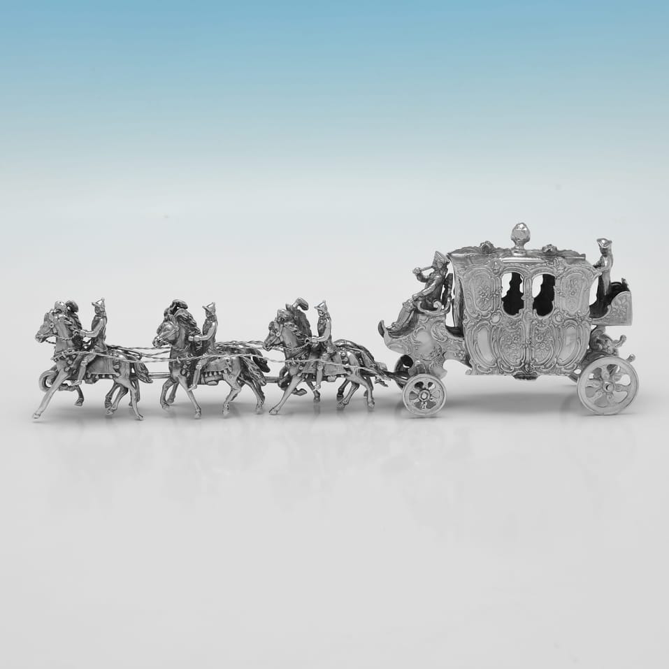 Antique Sterling Silver Coach and Horses - John George Piddington, hallmarked in 1901 London - Edwardian - Image 1