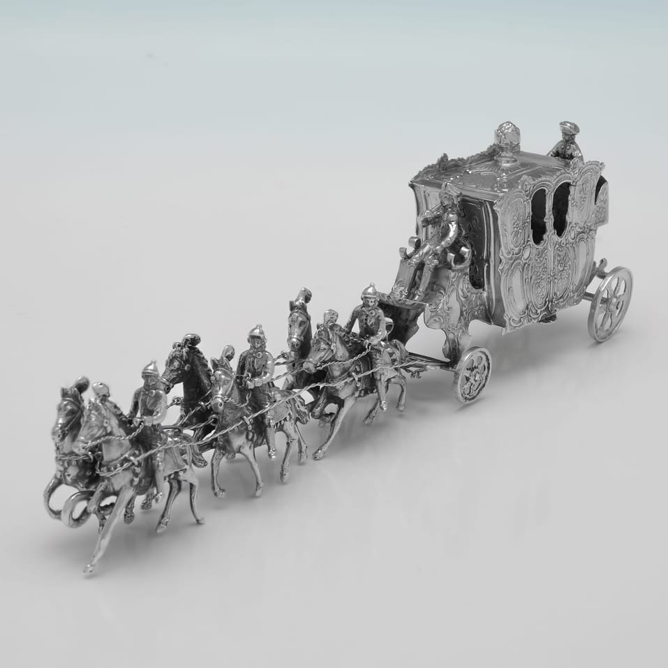 Antique Sterling Silver Coach and Horses - John George Piddington, hallmarked in 1901 London - Edwardian - Image 2