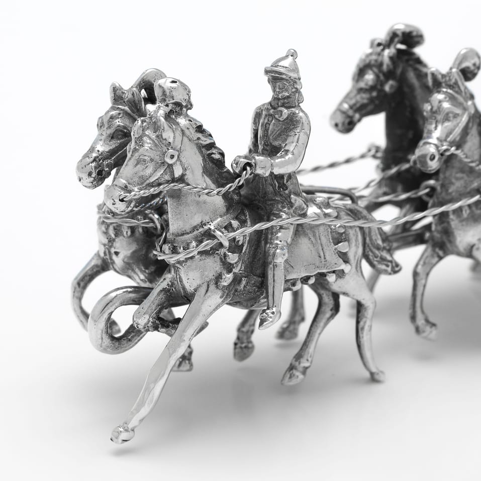 Antique Sterling Silver Coach and Horses - John George Piddington, hallmarked in 1901 London - Edwardian - Image 3