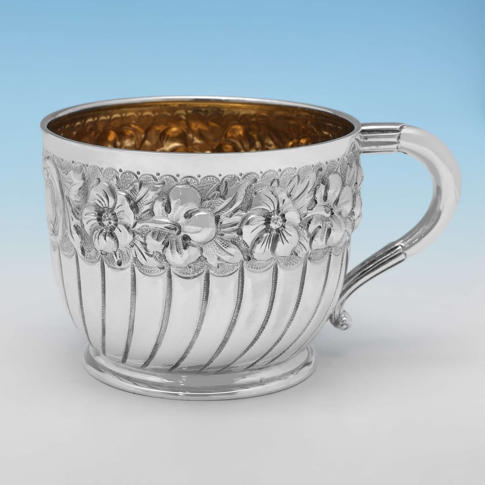 Antique Sterling Silver Christening Mug - Charles Edwards, hallmarked in 1896 London - Victorian