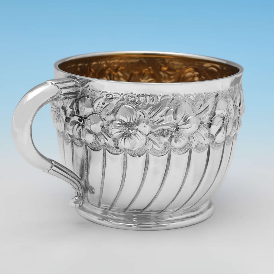 Antique Sterling Silver Christening Mug - Charles Edwards, hallmarked in 1896 London - Victorian - Image 3