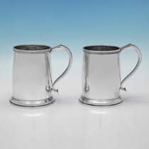 Sterling Silver Pair of Mugs - Atkin Brothers, hallmarked in 1935 Sheffield - George V - Thumbnail 1