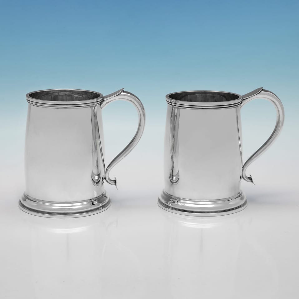 Sterling Silver Pair of Mugs - Atkin Brothers, hallmarked in 1935 Sheffield - George V