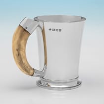 Sterling Silver & Boar Tusk Pair of Mugs - Goldsmiths & Silversmiths Co., hallmarked in 1937 London - George VI - Thumbnail 3