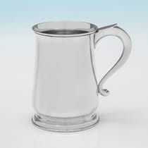 Sterling Silver Pair of Mugs - Edward Barnard & Sons, hallmarked in 1956 London - Elizabeth II - Thumbnail 2