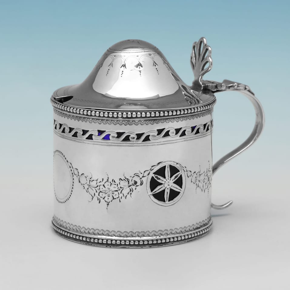 Antique Sterling Silver Mustard Pot - Frances Purton, hallmarked in 1788 London - George III