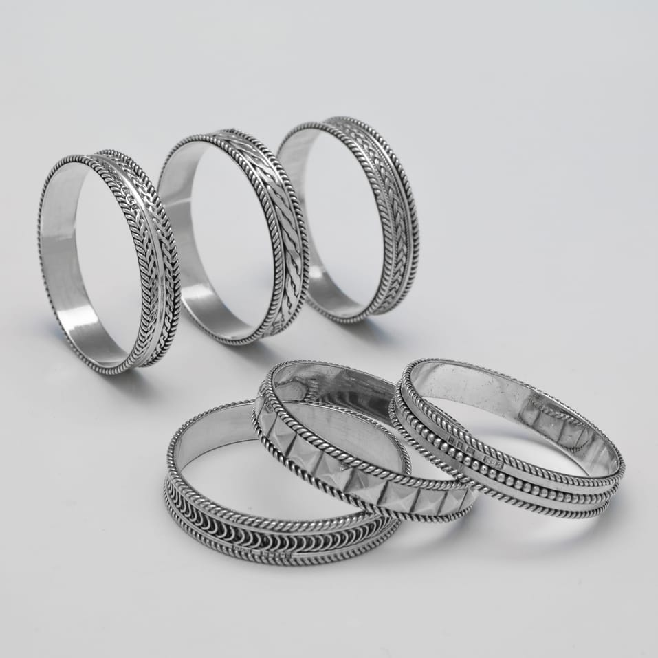 Sterling Silver Set of 6 Napkin Rings - H. G. Murphy, hallmarked in 1929 London - George V - Image 3