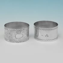 Antique Sterling Silver Set of 6 Napkin Rings - William Hutton, hallmarked in 1896 London - Victorian - Thumbnail 2