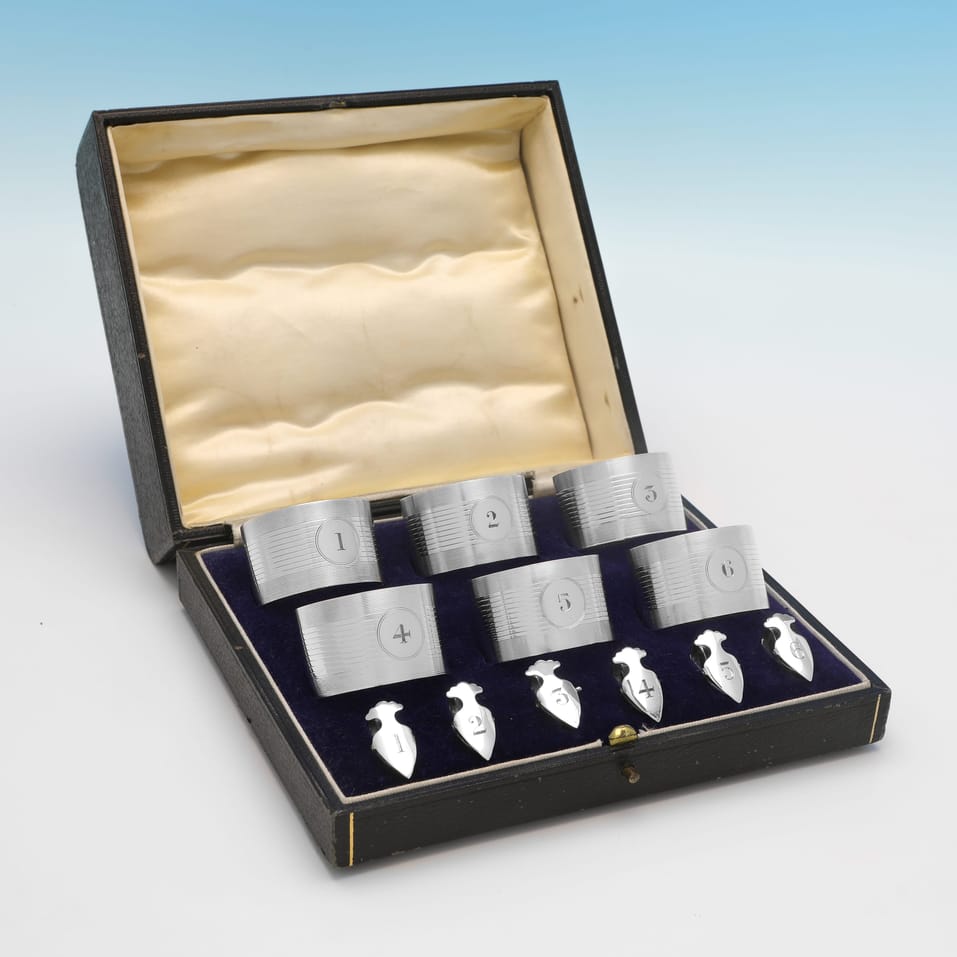 Sterling Silver Napkin Rings - Docker & Burn, hallmarked in 1925 Birmingham - George V