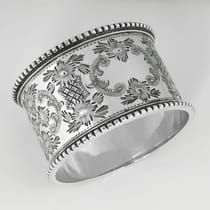 Antique Sterling Silver Pair of Napkin Rings - Martin & Hall, hallmarked in 1906 Sheffield - Edwardian - Thumbnail 2