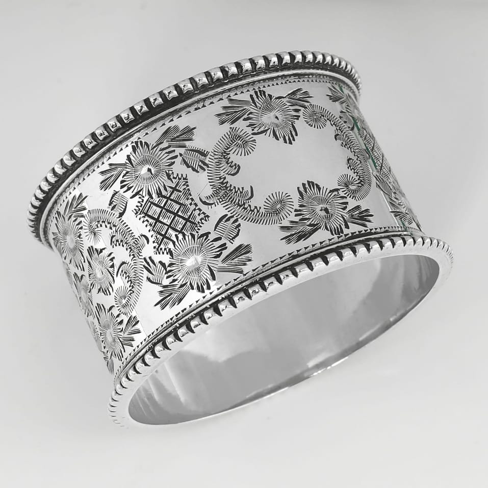 Antique Sterling Silver Pair of Napkin Rings - Martin & Hall, hallmarked in 1906 Sheffield - Edwardian - Image 2