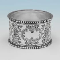 Antique Sterling Silver Pair of Napkin Rings - Martin & Hall, hallmarked in 1906 Sheffield - Edwardian - Thumbnail 3