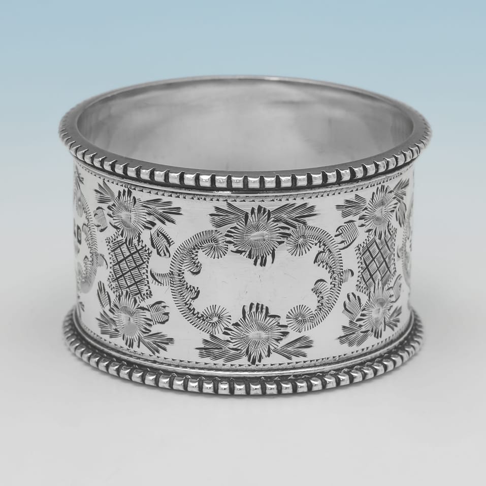 Antique Sterling Silver Pair of Napkin Rings - Martin & Hall, hallmarked in 1906 Sheffield - Edwardian - Image 3