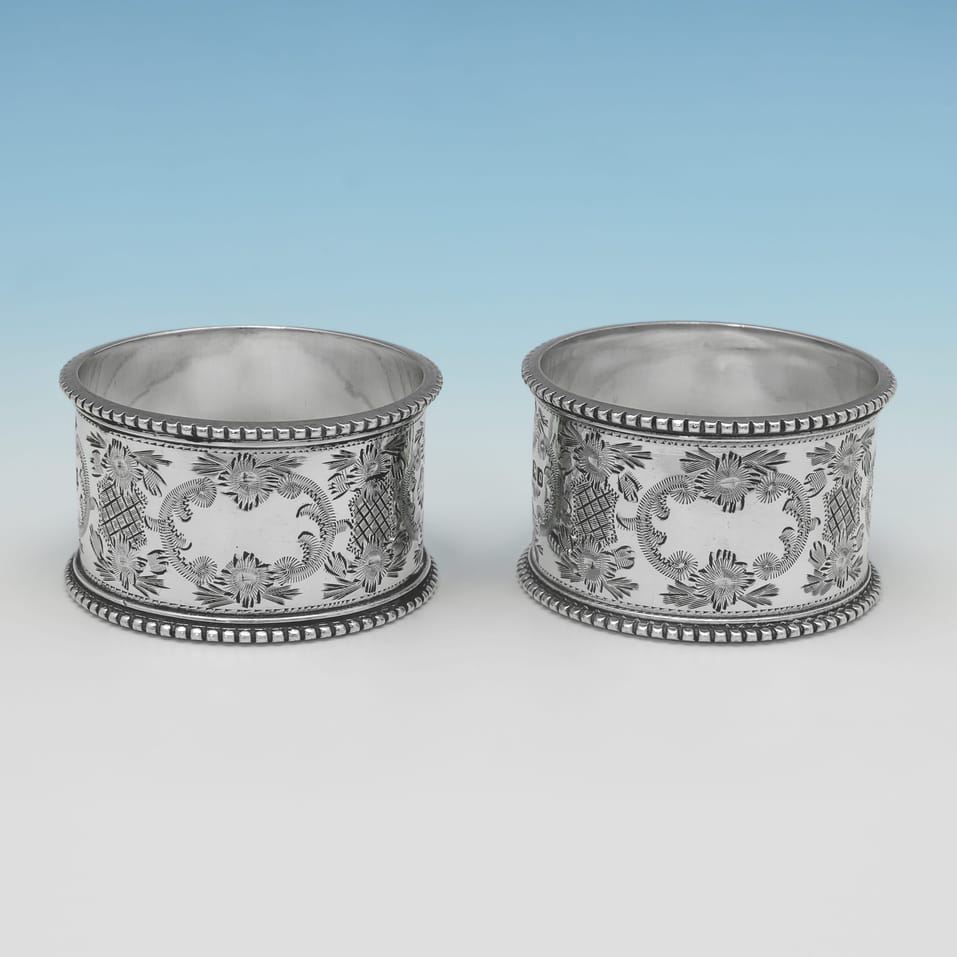 Antique Sterling Silver Pair of Napkin Rings - Martin & Hall, hallmarked in 1906 Sheffield - Edwardian - Image 4