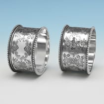 Antique Sterling Silver Pair of Napkin Rings - Martin & Hall, hallmarked in 1906 Sheffield - Edwardian - Thumbnail 5