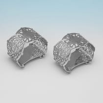 Antique Sterling Silver Pair of Napkin Rings - John Newton Mappin, hallmarked in 1889 London - Victorian - Thumbnail 1