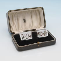 Antique Sterling Silver & Enamel Pair of Napkin Rings - Elkington & Co., hallmarked in 1880 Birmingham - Victorian - Thumbnail 1