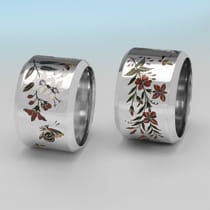 Antique Sterling Silver & Enamel Pair of Napkin Rings - Elkington & Co., hallmarked in 1880 Birmingham - Victorian - Thumbnail 3