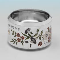 Antique Sterling Silver & Enamel Pair of Napkin Rings - Elkington & Co., hallmarked in 1880 Birmingham - Victorian - Thumbnail 4