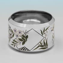 Antique Sterling Silver & Enamel Pair of Napkin Rings - Elkington & Co., hallmarked in 1880 Birmingham - Victorian - Thumbnail 5