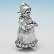 Antique 800 Standard Silver Novelty Pair of Pepper Pots - made circa 1910 - Victorian - Thumbnail 5