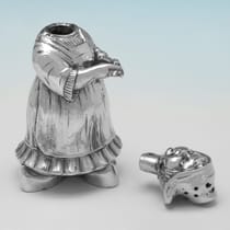 Antique 800 Standard Silver Novelty Pair of Pepper Pots - made circa 1910 - Victorian - Thumbnail 7