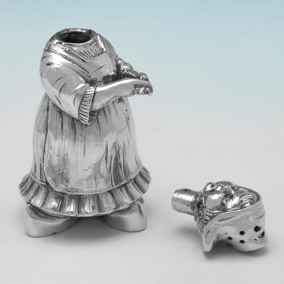 Antique 800 Standard Silver Novelty Pair of Pepper Pots - made circa 1910 - Victorian - Image 7