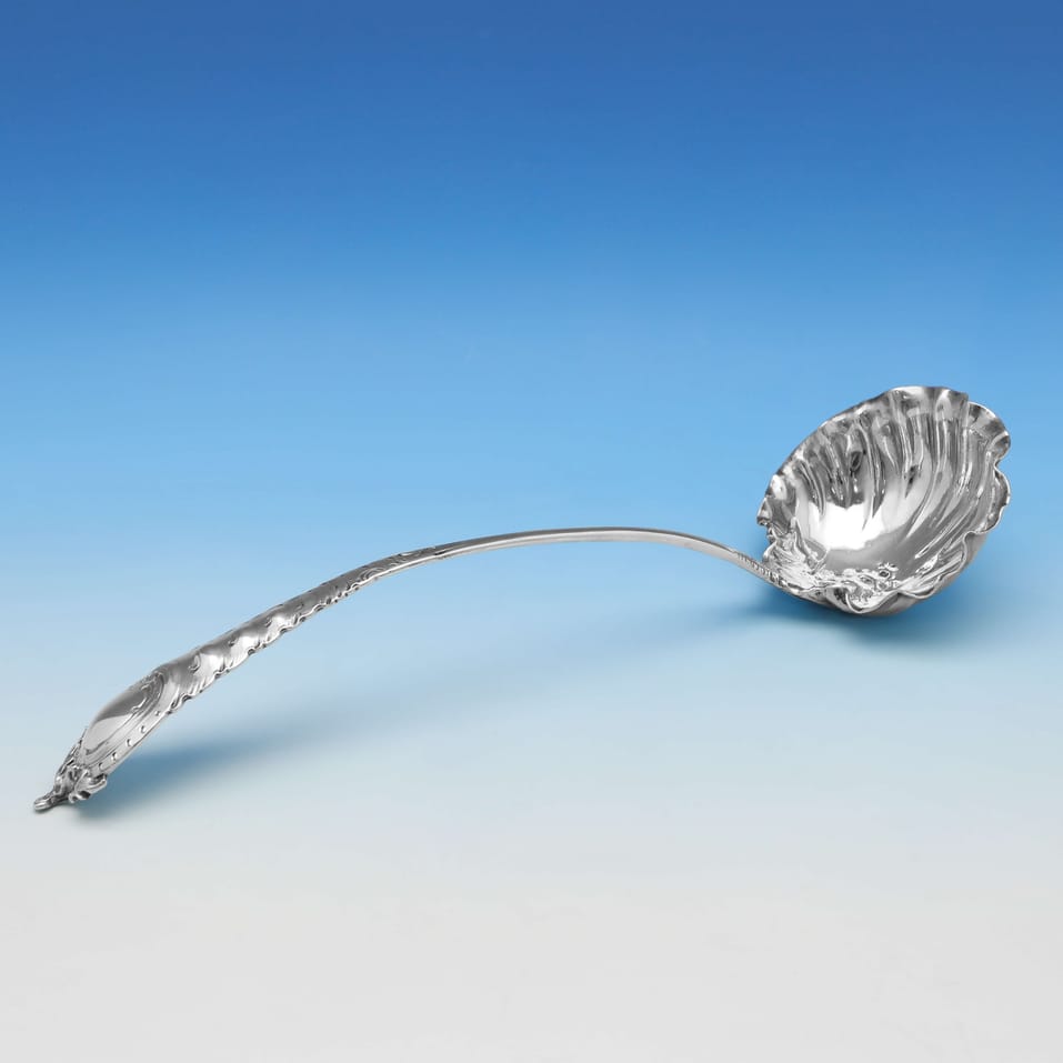 Antique Sterling Silver Punch Ladle - Ebeneezer Coker, hallmarked in 1756 London - George II