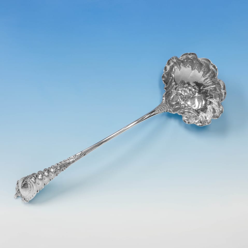 Antique Sterling Silver Punch Ladle - Ebeneezer Coker, hallmarked in 1756 London - George II - Image 3