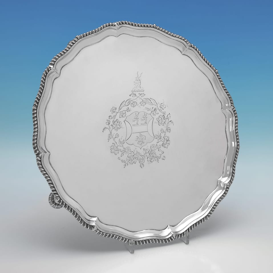 Antique Sterling Silver Salver - Ebeneezer Coker, hallmarked in 1771 London - George III