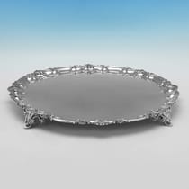 Antique Sterling Silver Salver - Robert Hennell III, hallmarked in 1839 London - Victorian - Thumbnail 2