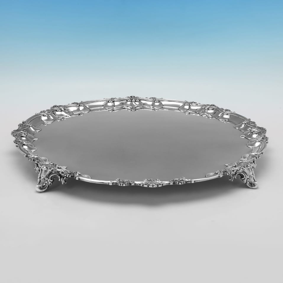 Antique Sterling Silver Salver - Robert Hennell III, hallmarked in 1839 London - Victorian - Image 2