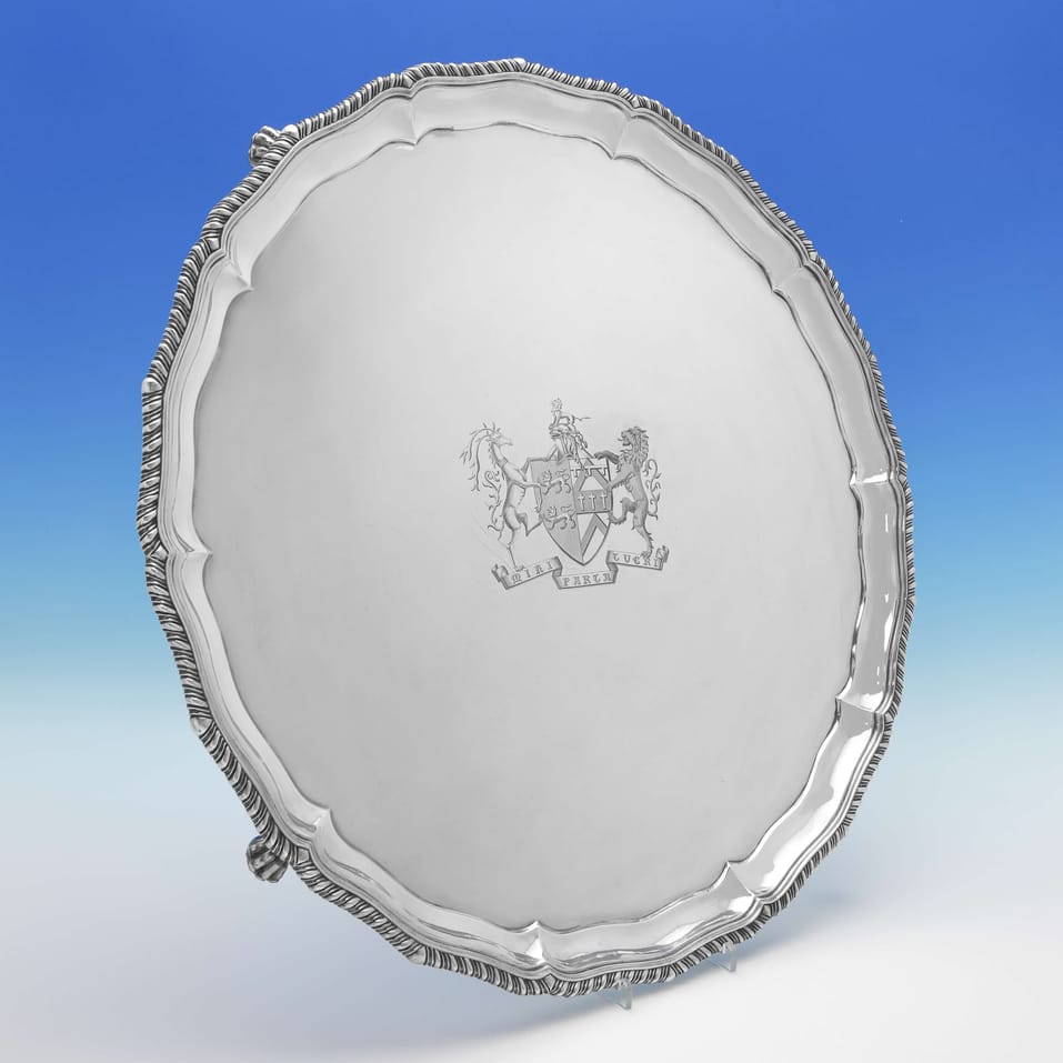 Antique Sterling Silver 24.5" Salver - Edward Ker Reid, hallmarked in 1874 London - Victorian