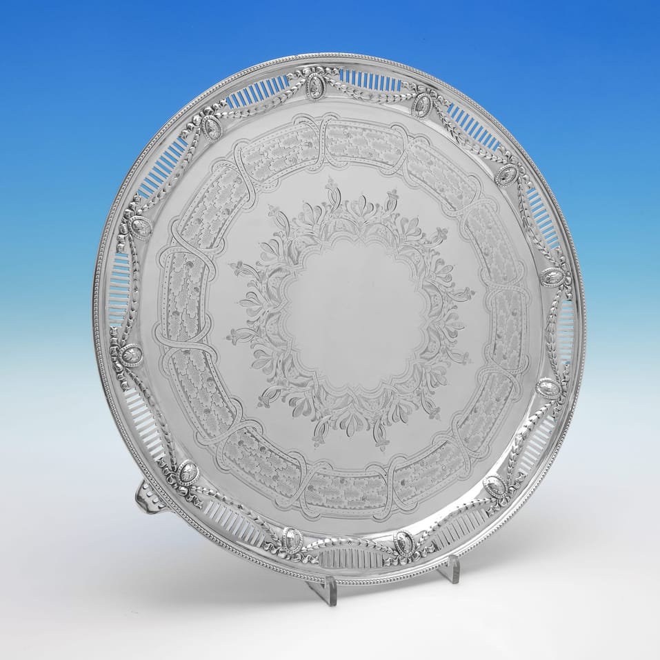 Antique Sterling Silver Salver - Martin & Hall, hallmarked in 1868 London - Victorian - Image 1