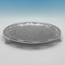 Antique Sterling Silver Salver - Martin & Hall, hallmarked in 1868 London - Victorian - Thumbnail 2