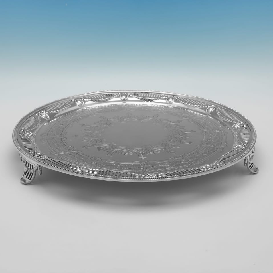 Antique Sterling Silver Salver - Martin & Hall, hallmarked in 1868 London - Victorian - Image 2