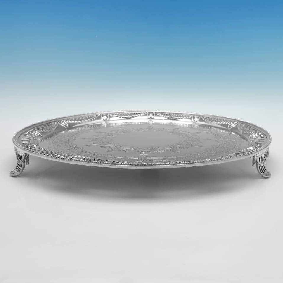 Antique Sterling Silver Salver - Martin & Hall, hallmarked in 1868 London - Victorian - Image 3