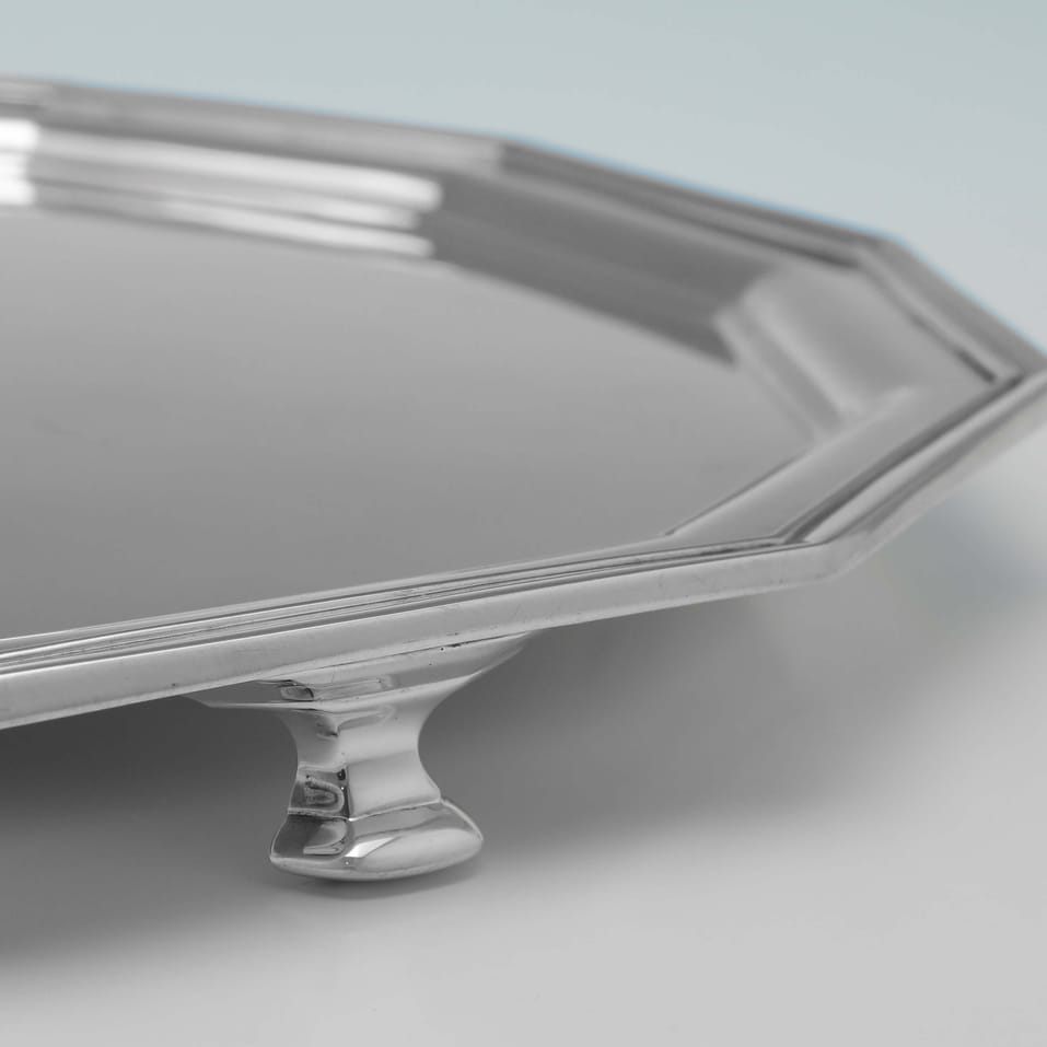 Sterling Silver Salver - Henry Atkin, hallmarked in 1936 Sheffield - Edward VIII - Image 4