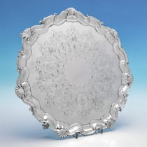 Antique Sterling Silver Salver - Reid & Sons, hallmarked in 1906 London - Edwardian - Thumbnail 1