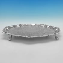 Antique Sterling Silver Salver - Reid & Sons, hallmarked in 1906 London - Edwardian - Thumbnail 3